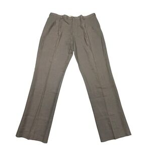 Eddie Bauer Linen Dress Pants Mens 46x36 Pleated Taupe Casual Office Preppy Tall